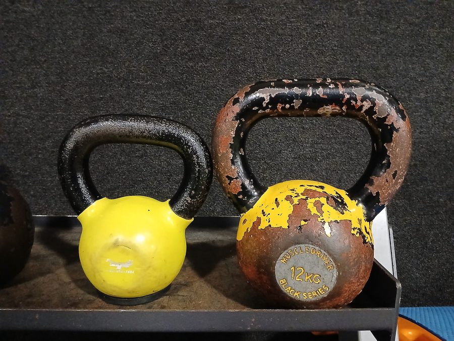 Kettlebells in a gym